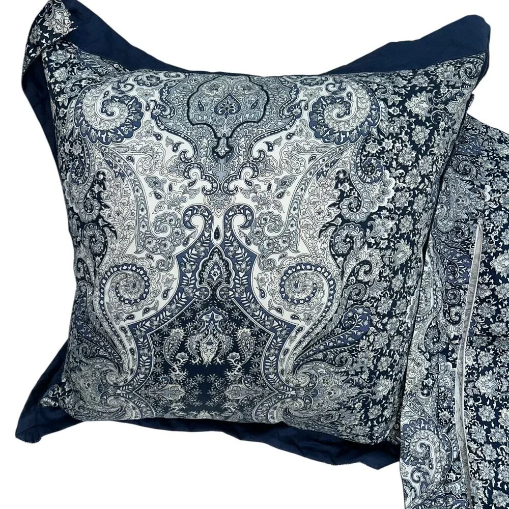 Indigo Home blue white paisley chinoisserie PAIR TWO pillow covers 20